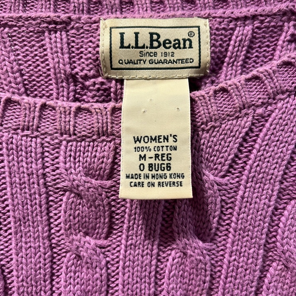 L.L. Bean Cable Knit Sweater- Women’s Medium 100% cotton